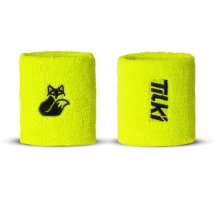 Muñequera Corta Algodón Basic Terry Tilki (Amarillo Fluor/Negra)