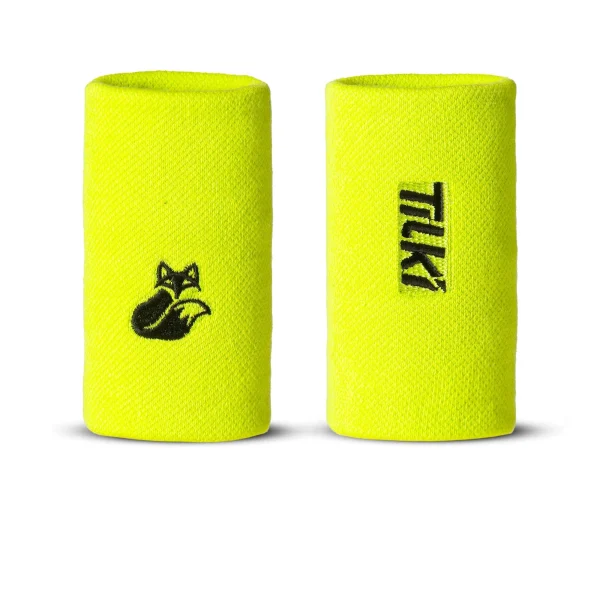 Muñequera Larga Algodón Basic Terry Tilki(Amarillo Fluor/Negra)