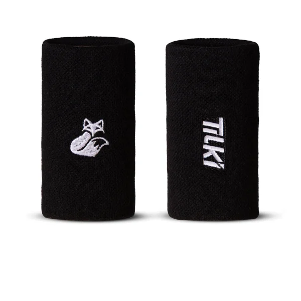 Muñequera Larga Algodón Pro Terry Interior Tilki (Negra/Blanca)