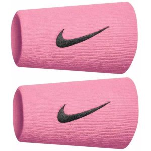 Muñequera Nike Premier Rosada Logo Negro X2